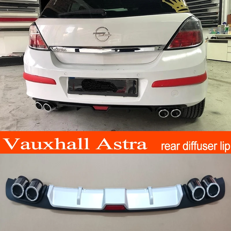 Vauxhall Astra H ABS Plastic Silver / Black Car Rear Bumper Rear Diffuser Spoiler Lip for Opel Vauxhall Astra H