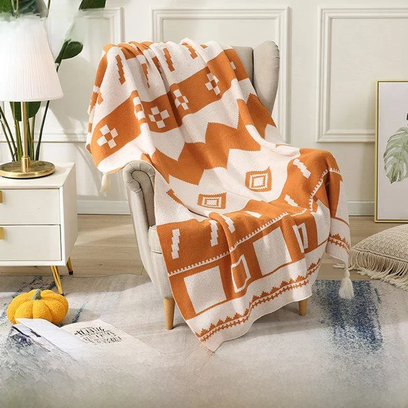

Nordic Style Light Luxury Knitted Sofa Blanket Office Nap Air Conditioner Blanket Casual Small Blanket Bedding Towel