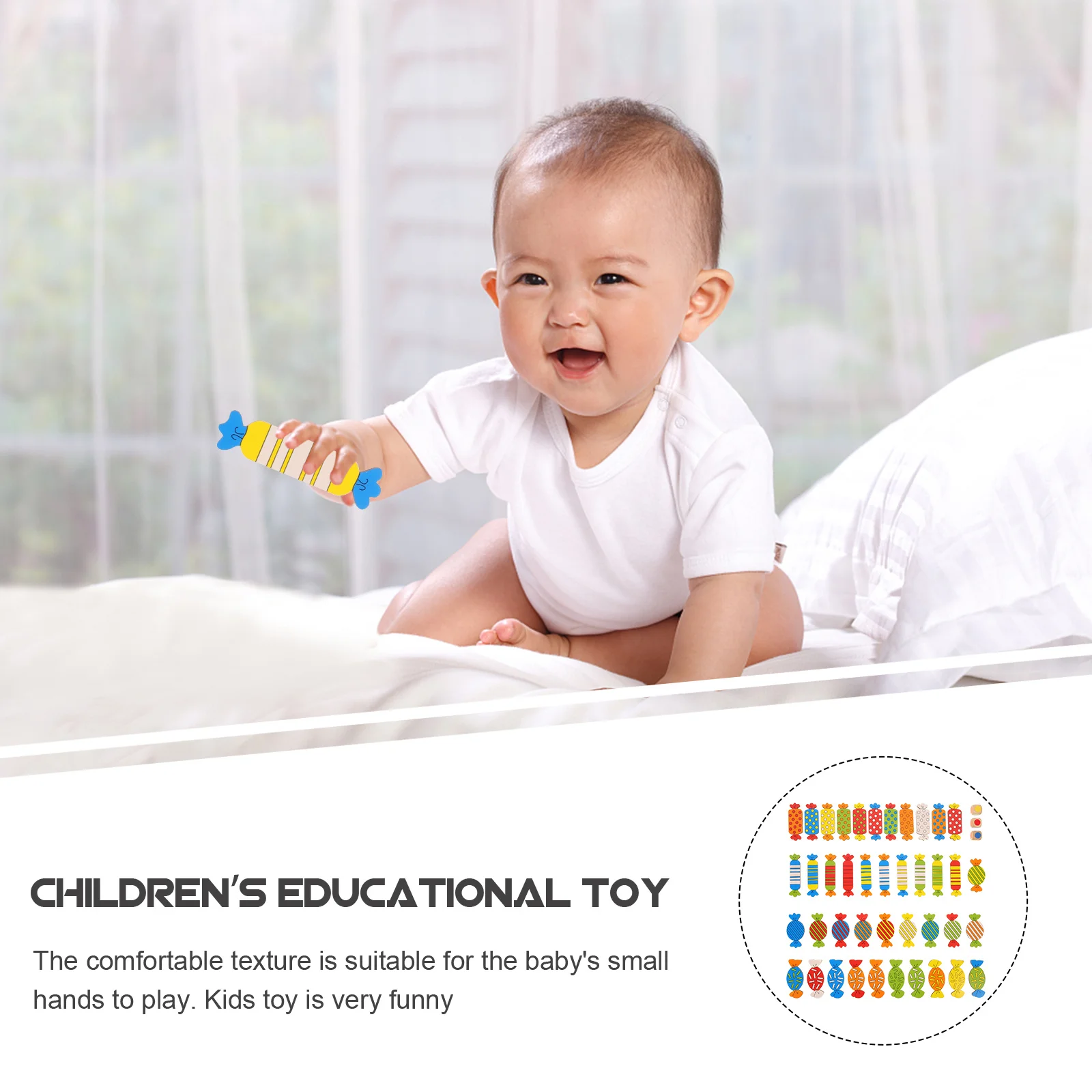 Planche en bois en forme de bonbon pour enfants, 1 ensemble de couleurs assorties, éducative pour le développement cognitif, reconnaissance des formes, correspondance amusante