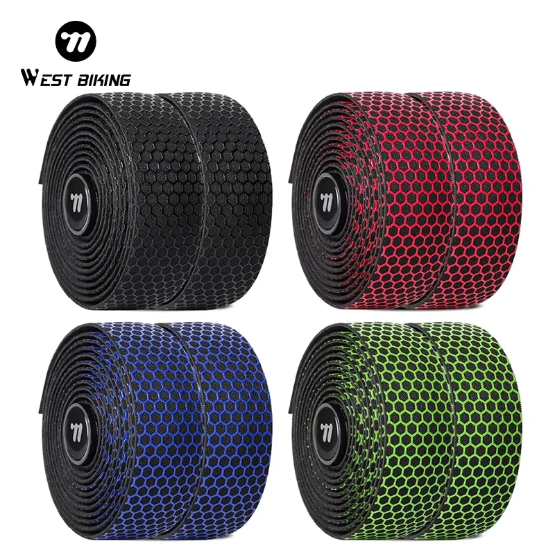AliExpress West Biking WEST BIKING 2Pcs New Bike Handlebar Road Bicycle Anti-slip Silica Gel EVA Shock Absorption Handle Bar Tape Cycling Wrap End Plug