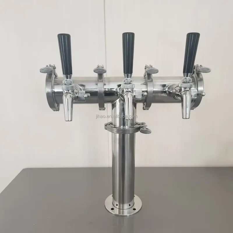 T Shape 3 Lines Stainless Steel Beer Tower Clamp Quick-install 2 Way Beer Column