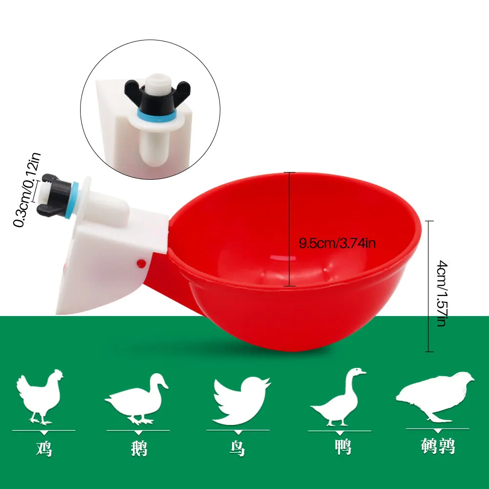 

6/12Pcs Automatic Chicken Drinker Bowl Duck Drinking Cup Chicken Feeder Plastic Poultry Red Bowls Drinkers Cups Water System