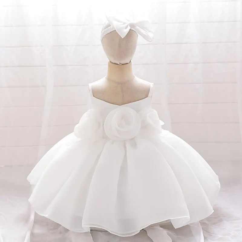 New Children's 3D Flower Girl's Dress Princess Host Performance Events Dresses Wedding Party Ball Gown