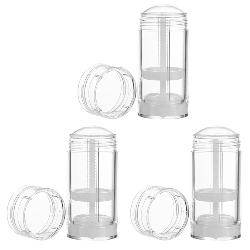 

3pcs Bottom Filling Material Empty Deodorant Containers Mini Clear Lipstick Tubes Travel Size Portable Reusable Packaging