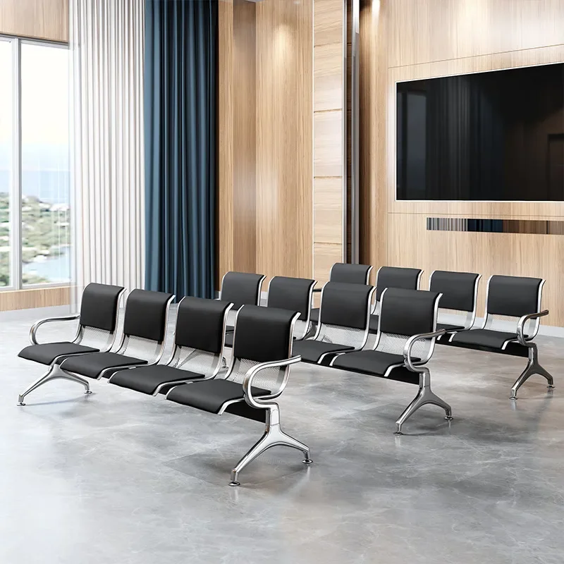 Public leather seats, bank hospital waiting chairs, station airport waiting chairs