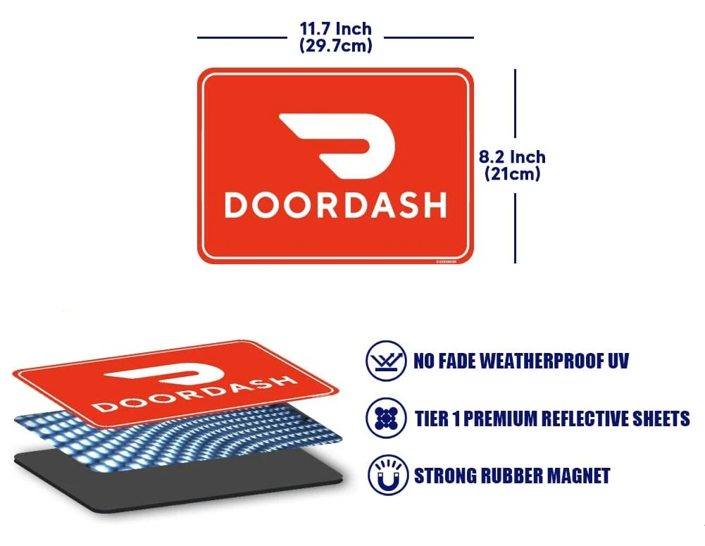 2 Pack Car Magnet driver Car Sign with Doordash Logo, Reflective Waterproof Bumper Sign, No Stickers or Decals but Magnets