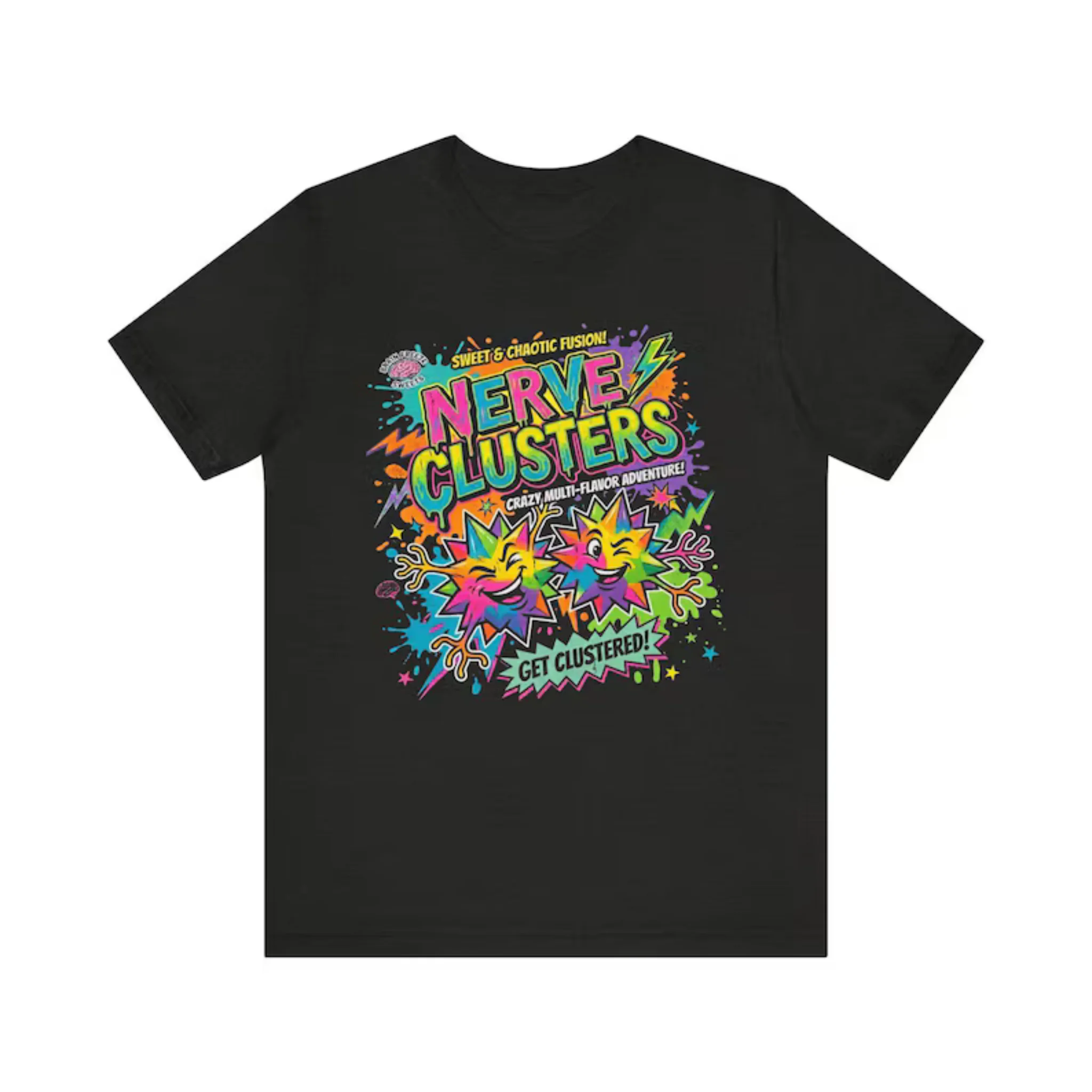 Unisex Colorful Cartoon Splash Art Graphic T Shirt Casual Crew Neck Short Sleeve Funny Print Tees Streetwear Daily Tops