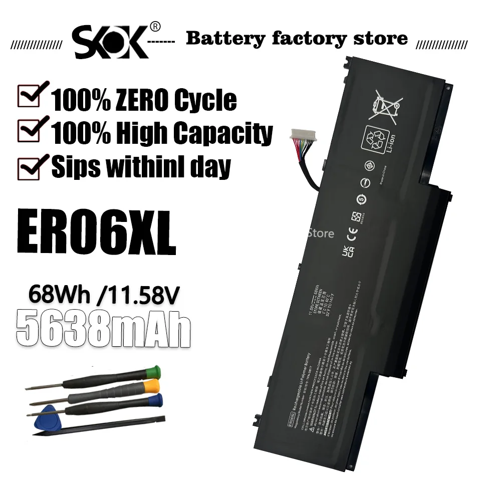 

NEW 11.58V 68WH ER06XL Laptop Battery For HP X360 1040 G11 TPN-DB1T Series 5638mAh