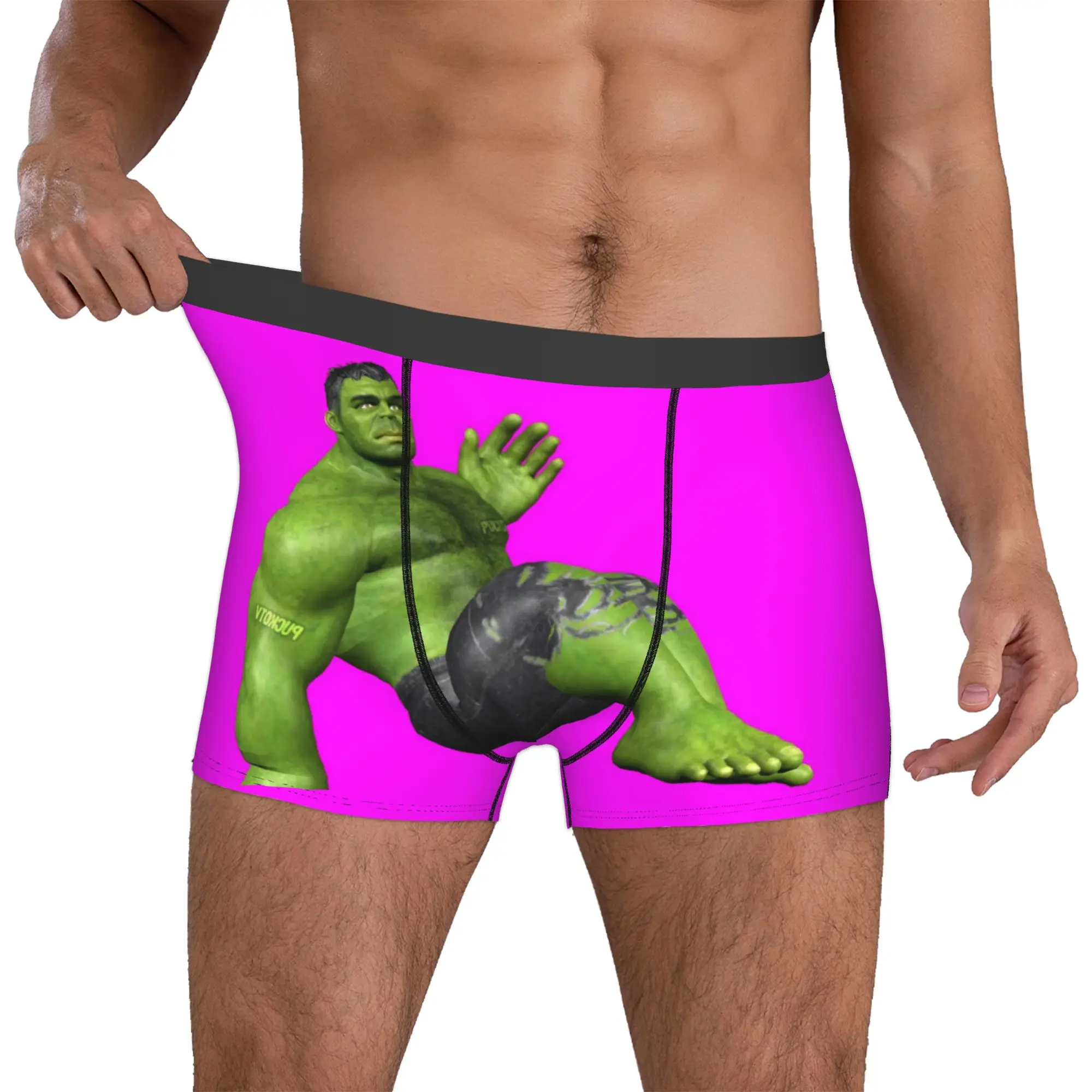 

Custom H-Hulk Comic Art Underwear Men Stretch Boxer Briefs Shorts Panties Soft Underpants For Homme