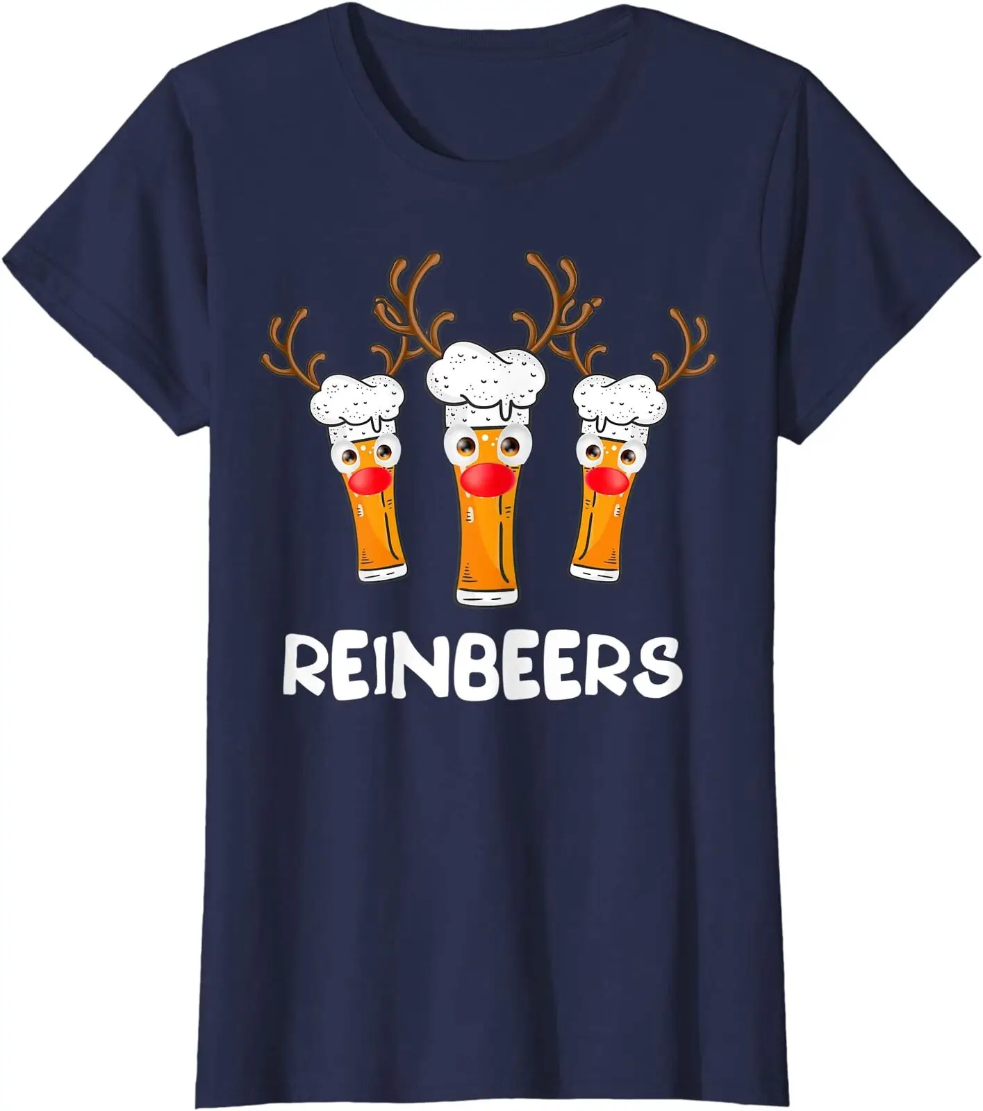 

Reinbeers Funny Reindeer Beer Christmas Drinking Xmas Ladies' Crewneck T-Shirt