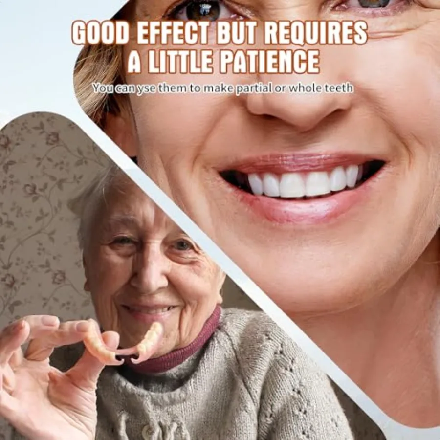 مجموعة أدوات أسنان DIY مريحة وسهلة طقم أسنان DIY في المنزل كاملة اصنع مجموعات أسنانك الخاصة لأعلى وسفلي من التيمبورا