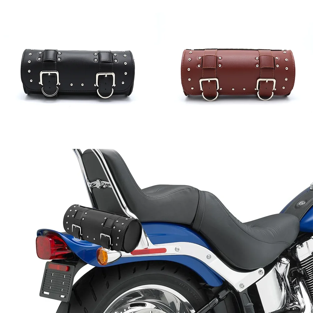 

For Harley Touring Sportster Dyna Softail Universal Motorcycle Saddlebags Leather Side Storage Luggage Bags Front Tool Pouch