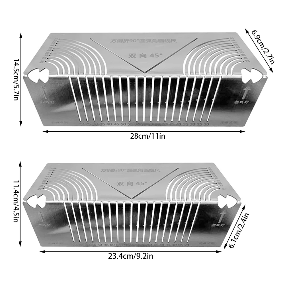 Aluminum Alloy PrecisionFlex Angle Measuring Ruler Multifunctional Arc Marking Gauge Tool Degree Square Woodworking Angle Ruler