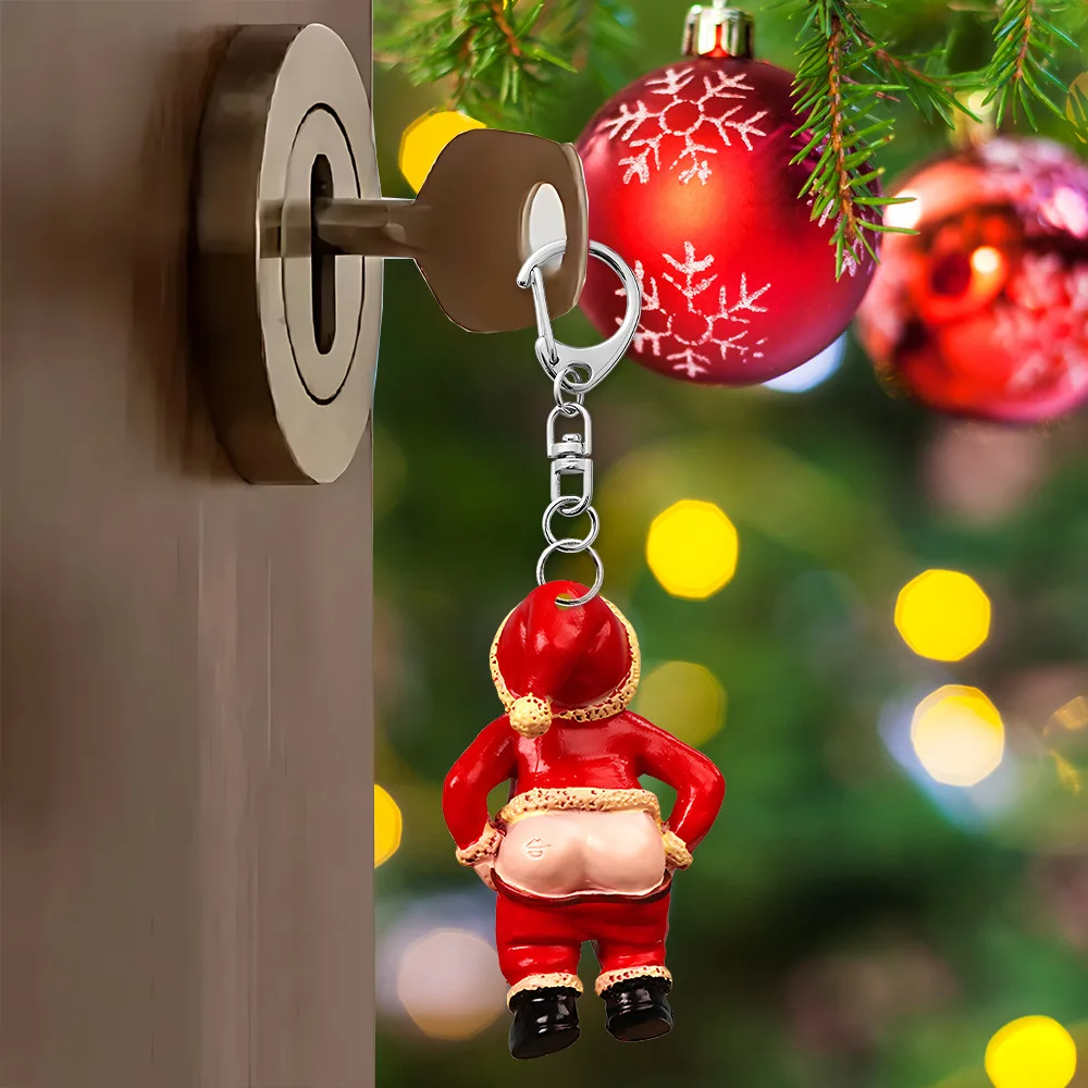 Divertido llavero de resina desnuda para personas mayores, colgante pequeño acrílico, regalos de Papá Noel, colgante para mochila Interior de coche, llavero decorativo