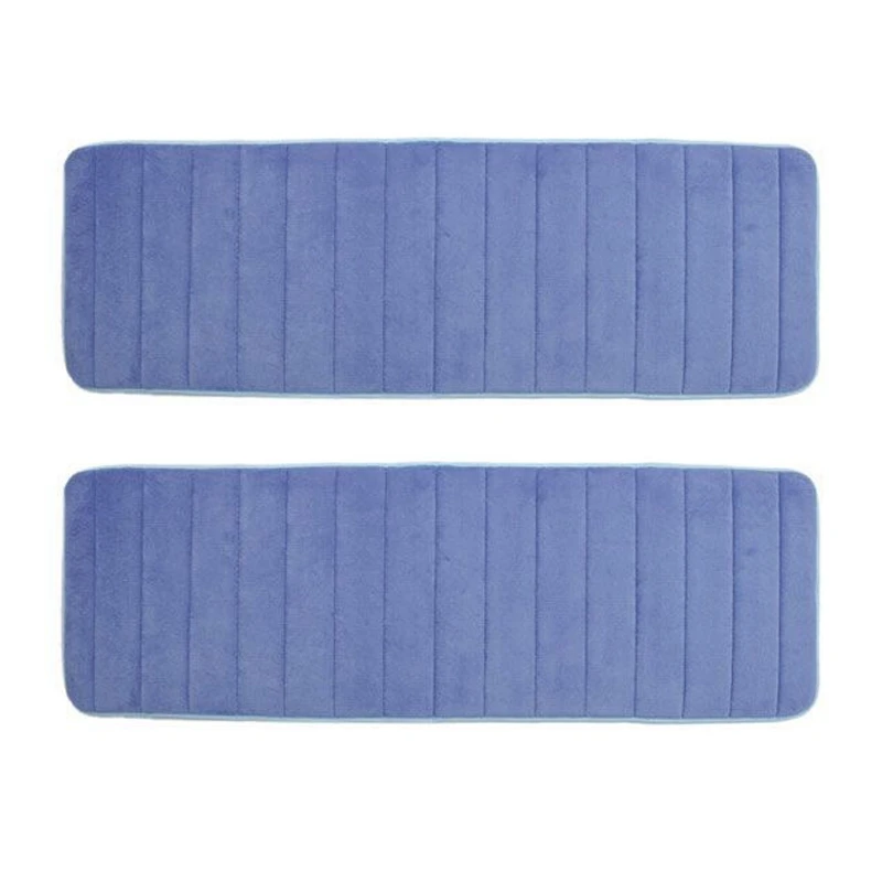 2X 120X40cm Absorbent Nonslip Memory Foam Kitchen Bedroom Door Floor Mat Rug Carpet Dark Blue