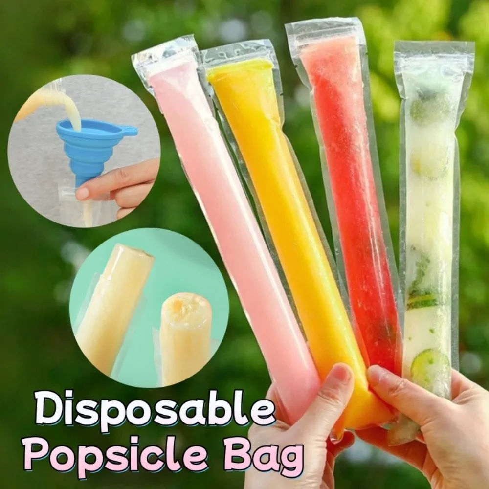 

100pcs Food Grade Disposable Transparent Ice Lolly Bag Self Seal Leak-Proof Ice Bags Portable Homemade Ice Cube Mold Meal Prep
