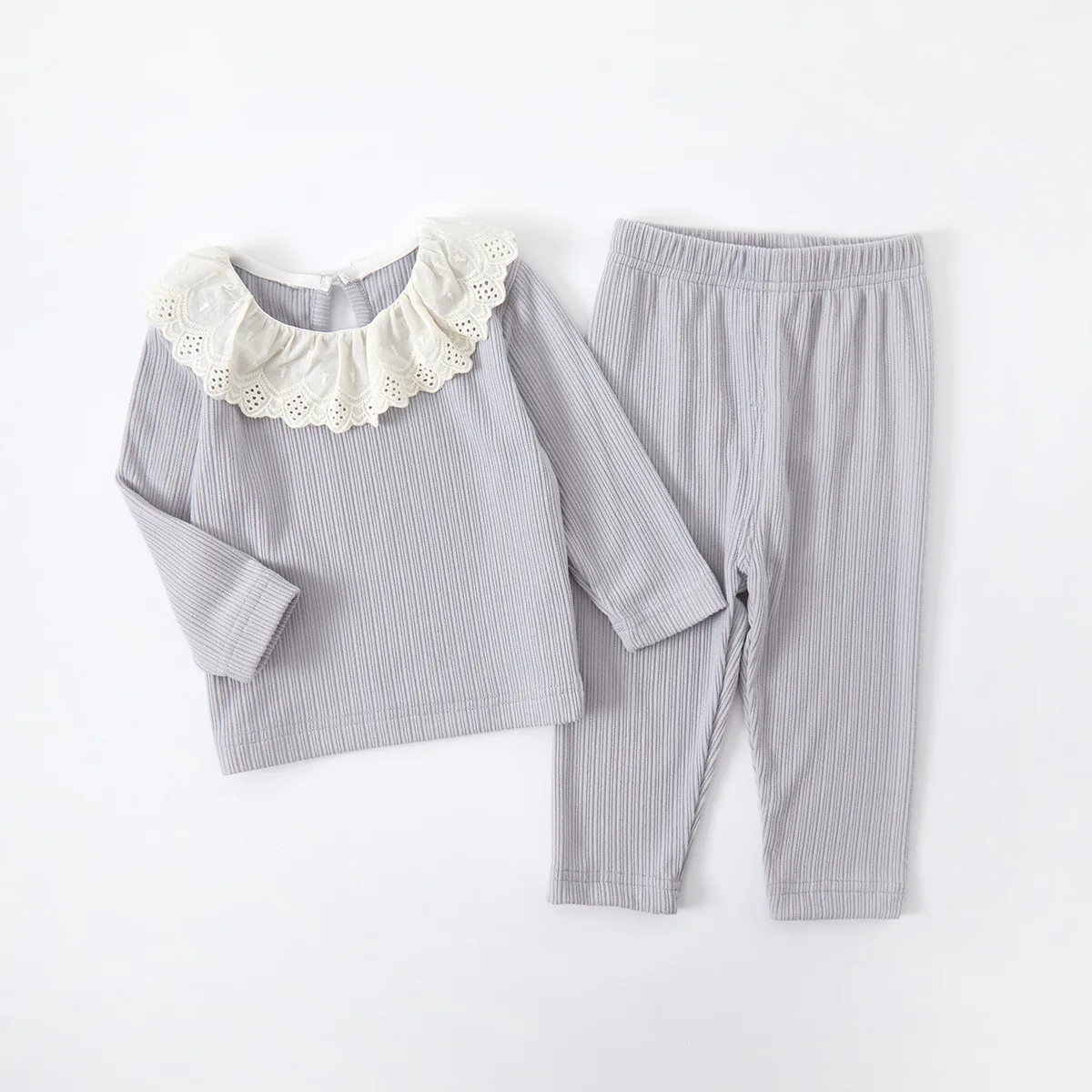 2pcs Girls Room Wear Sets Ruched Round Collar Pullover Full Sleeve Tops Shirt+Elastic Waist Wide Leg Pants Kids Spring Fall Suit