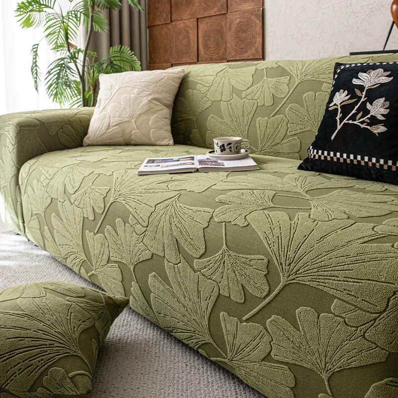 Polar Fleece Jacquard Sofa Cover Autumn Winter All Inclusive Elastic Couch Slipcover Anti Slip Pet Friendly Armchair Protector