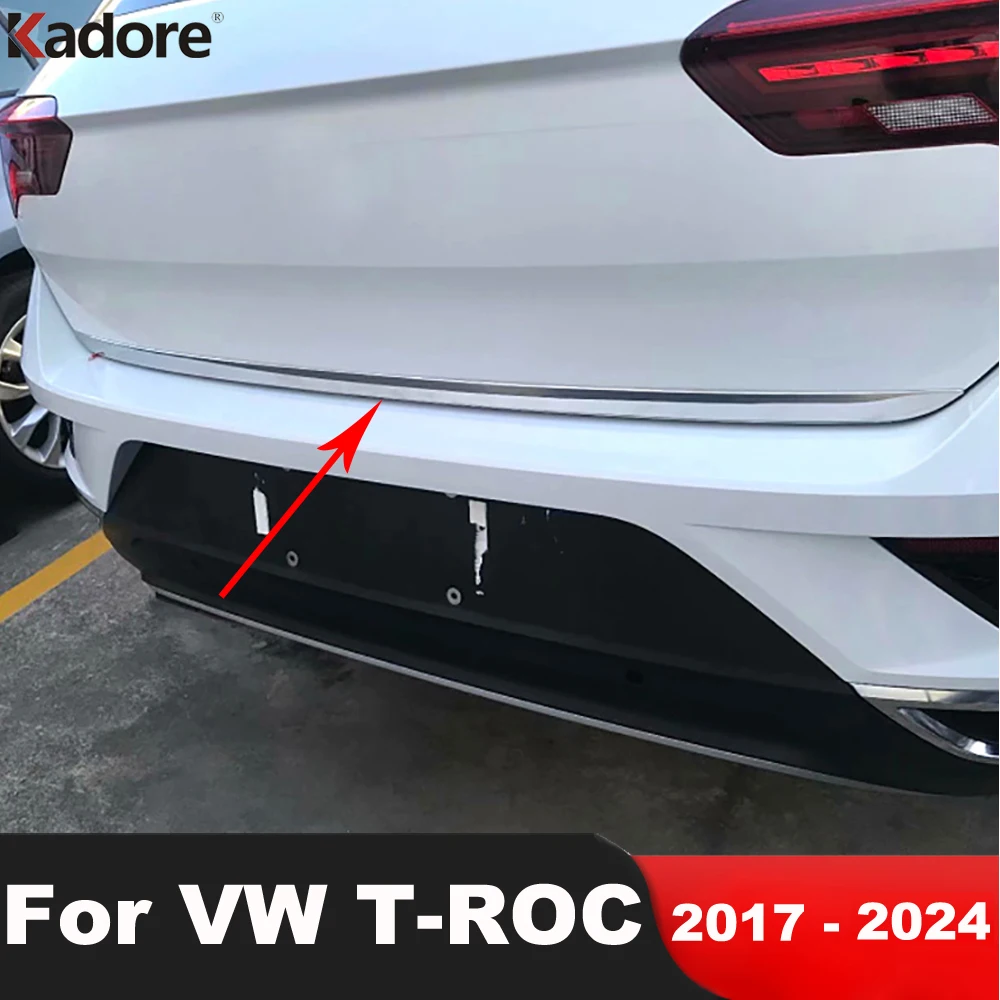 Rear Trunk Lid Cover Trim For Volkswagen VW T-Roc TROC 2017-2023 2024 Steel Car Tail Gate Boot Lip Strip Exterior Accessories