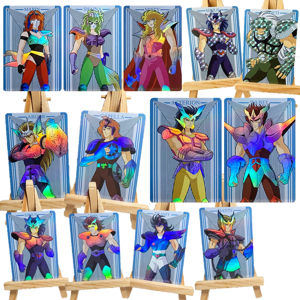 

Серебряный Saint Seiya DIY 21 шт./компл. Коллекционные открытки Мойсы Астерион Джемиан Аргор Преломляющий радужный флэш-лазер Подарок на день рождения