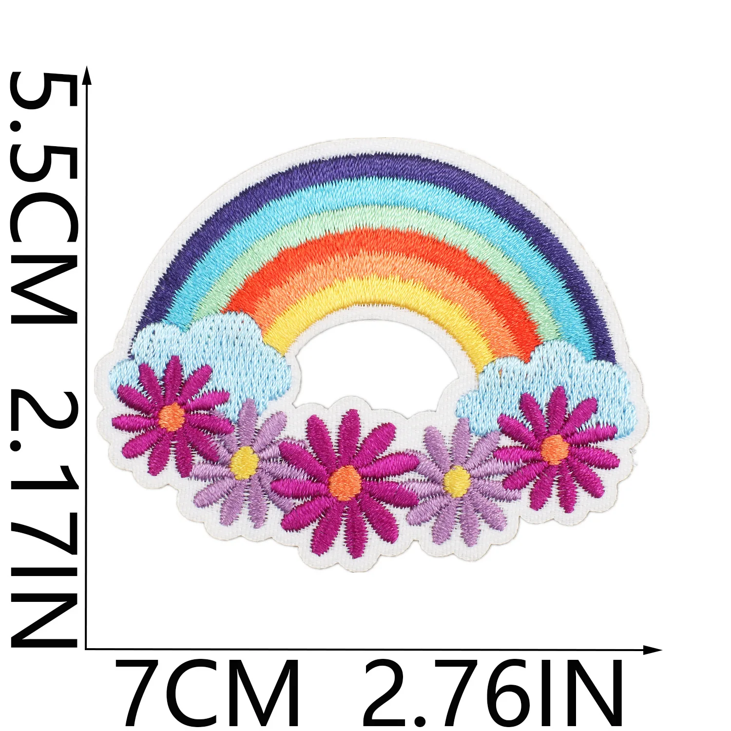 Toppe ricamate con fiori per occhi di cartone animato per abbigliamento toppe termoadesive Patch arcobaleno ferro su toppe giacche fai da te cucire