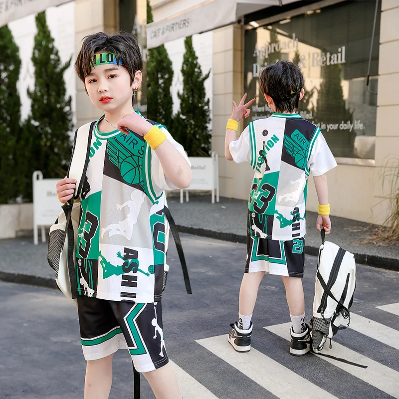 Kids Basketball Jersey Suits Quick-drying Fashionable Children Team Training Uniform Boy and Girls Shirt Sportswear Clothings