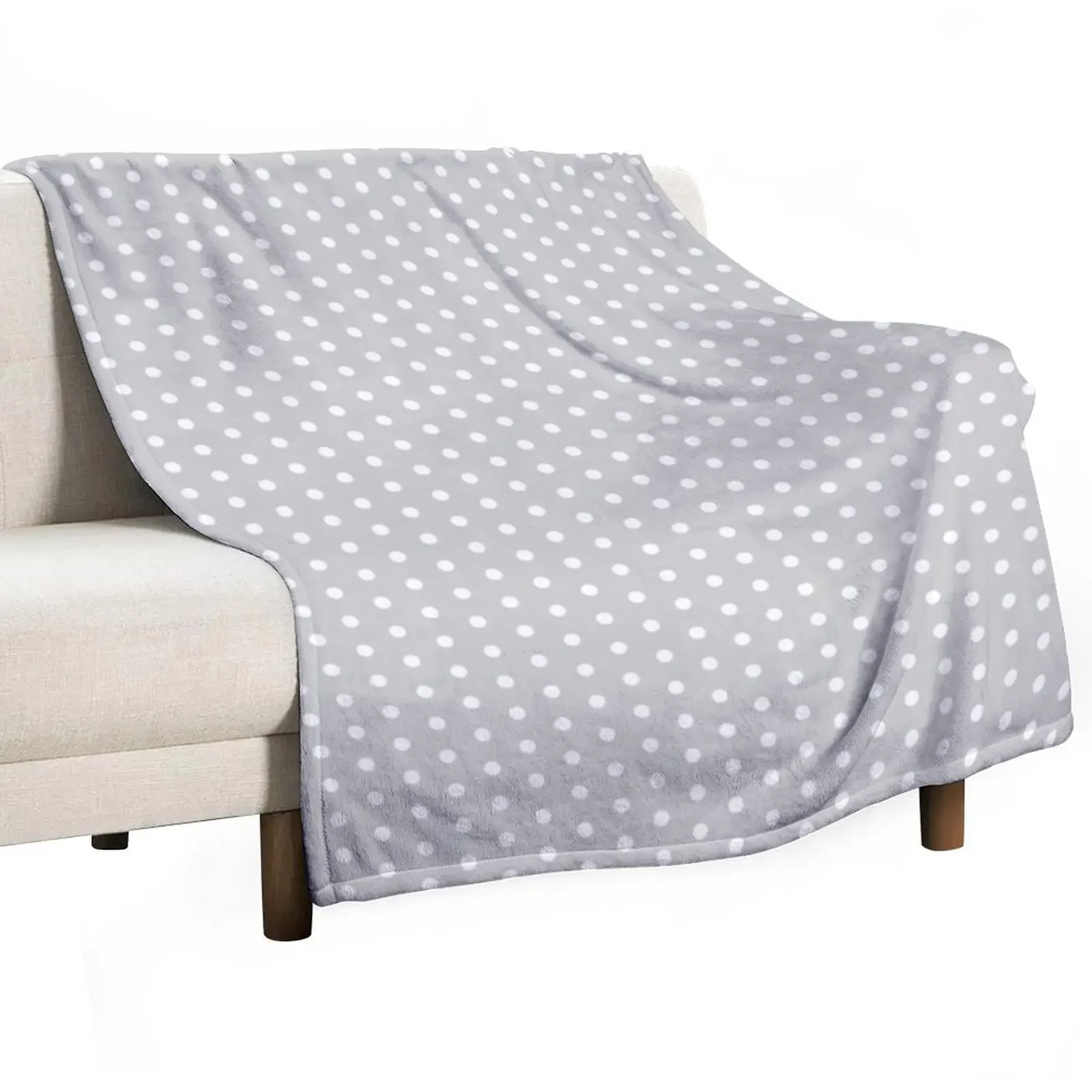 

White Polka Dots on Grey Throw Blanket warm winter Bed manga blankets and throws Blankets