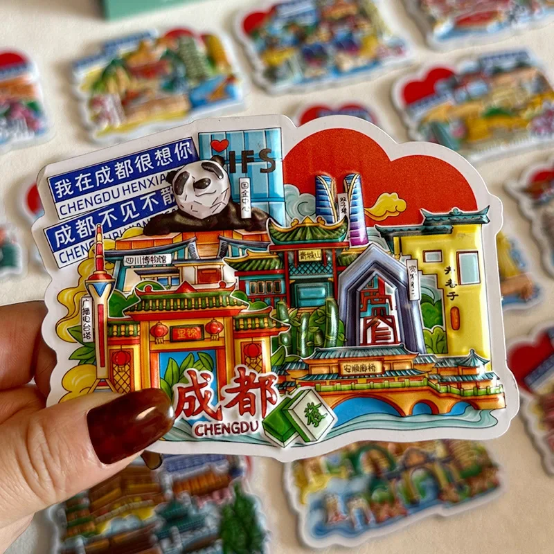 China tourist cities refrigerator stickers Chongqing Shanghai Chengdu Wuhan Changsha Hangzhou Xiamen merchandise souvenirs