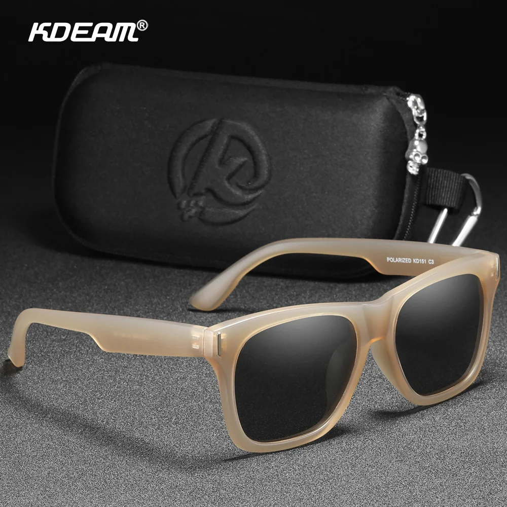 KDEAM New Square Polarized Sunglasses Men Fresh Color Coated Sun Glasses Zipper Box Included No Logo Type  Cat.3 CE