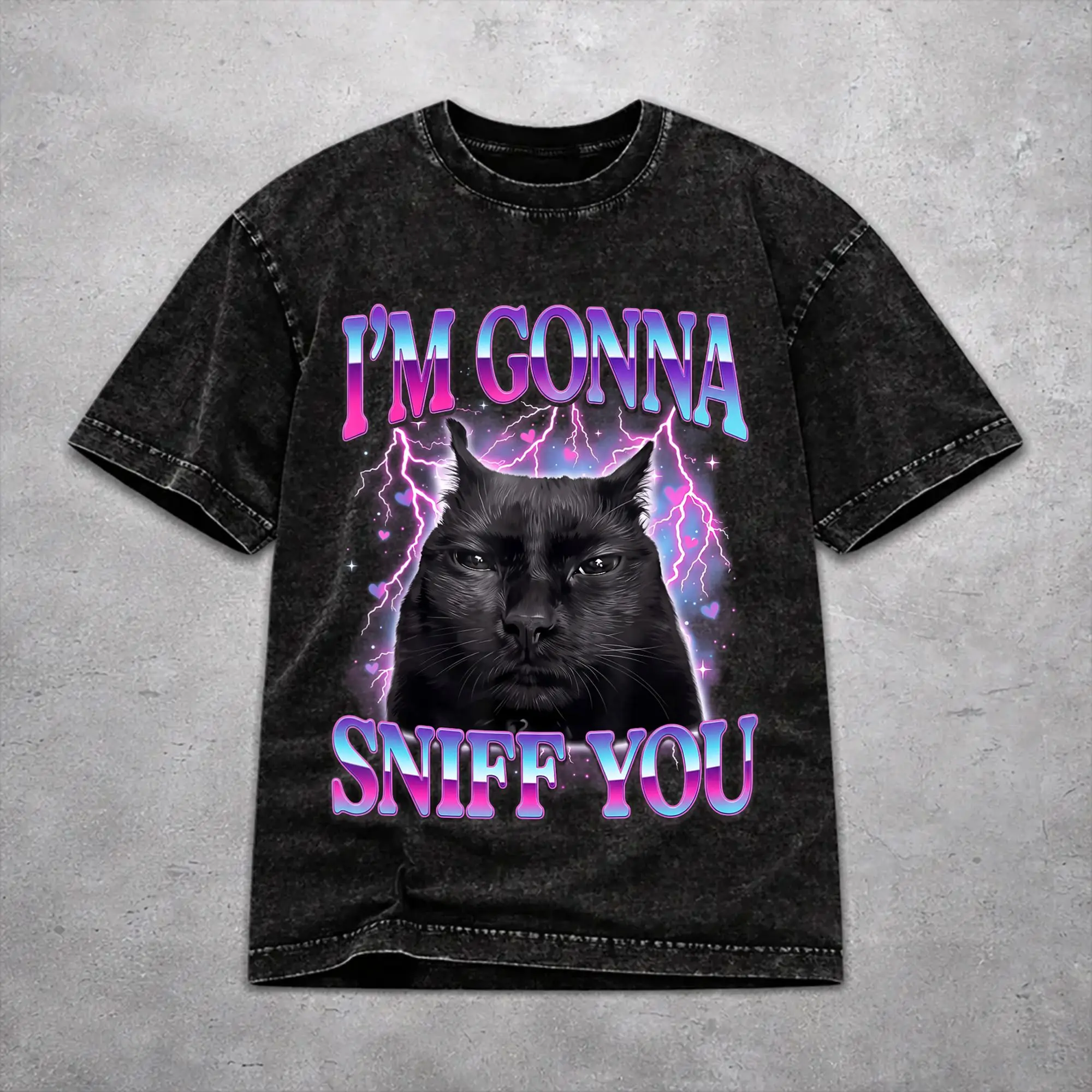 Men Women I'm Gonna Sniff You Funny Cat  Shirt Graphic Printed Washed Vintage  Harajuku Streetwear T-Shirts