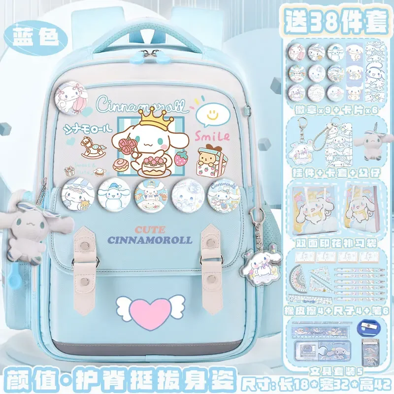 Новый Школьный Рюкзак Sanrio Cinnamoroll Babycinnamoroll, вместительный Повседневный Легкий рюкзак на плечо