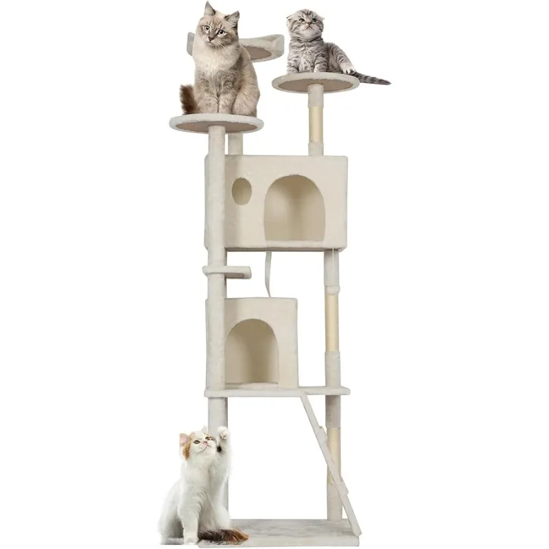 

FDW Cat Tree Tower 81in Multi-Level Durable Cat Scratching Post & Cozy Fun Jumping Platform Space Saving Condo Pet Play House fo