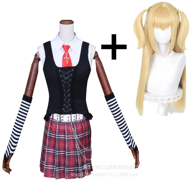 

Misa Amane Estreia Diario сексуальное платье парик косплей костюм субкультура ожерелье Y2K Gothloli униформа Хэллоуин карнавал Ternox; 2,f