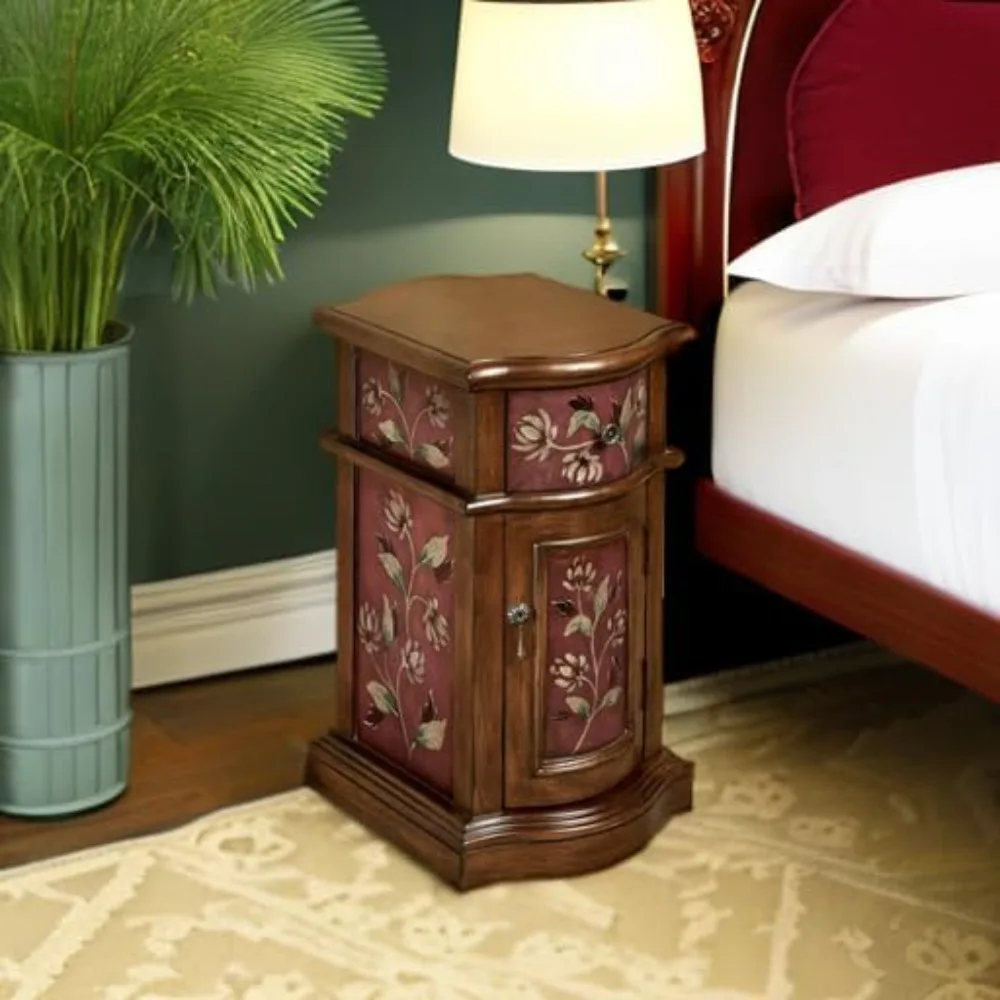 

Sophie Chairside Cabinet, Burgundy, Painted by Hand Wooden, Victorian Style Furniture, Vintage Accent Table