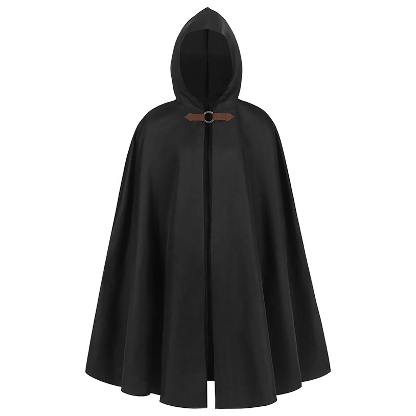 Thick Women Deer Suede Single Button Cloak Designer Female Vintage Hooded Solid Halloween Cosplay Medieval Long Cape Overcoats