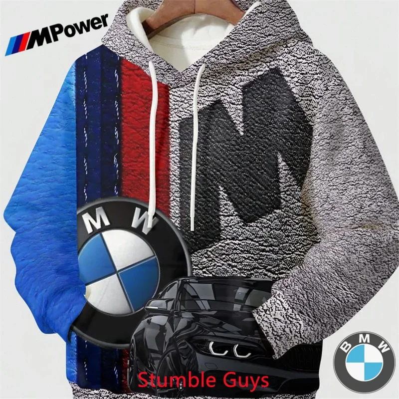 ربيع الخريف الرجال BMW M Power هوديي دراجة نارية سباق الرياضة خمر ملابس الطباعة الكلاسيكية #1