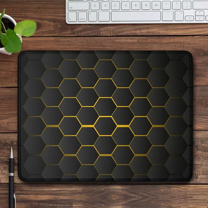 Abstract black hexagon pattern Mouse Pad Small Blue Mousepad Gaming Accessories Office Desk Mat Laptop Computer Mouse Mat