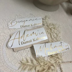 Etiquetas personalizadas do vinil, nome do decalque, Damat, Kahvesi, letras, favores do partido do casamento, recordações nupciais, decoração do chuveiro do bebê