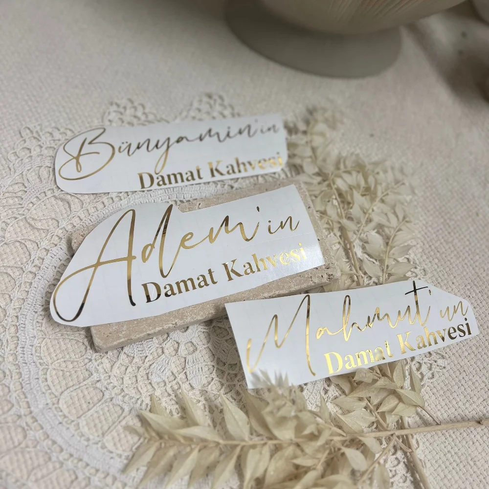 Spersonalizowane naklejki winylowe Naklejka Nazwa Damat Kahvesi napis Wedding Party Favors Bridal Party Souvenirs Baby Shower Decor