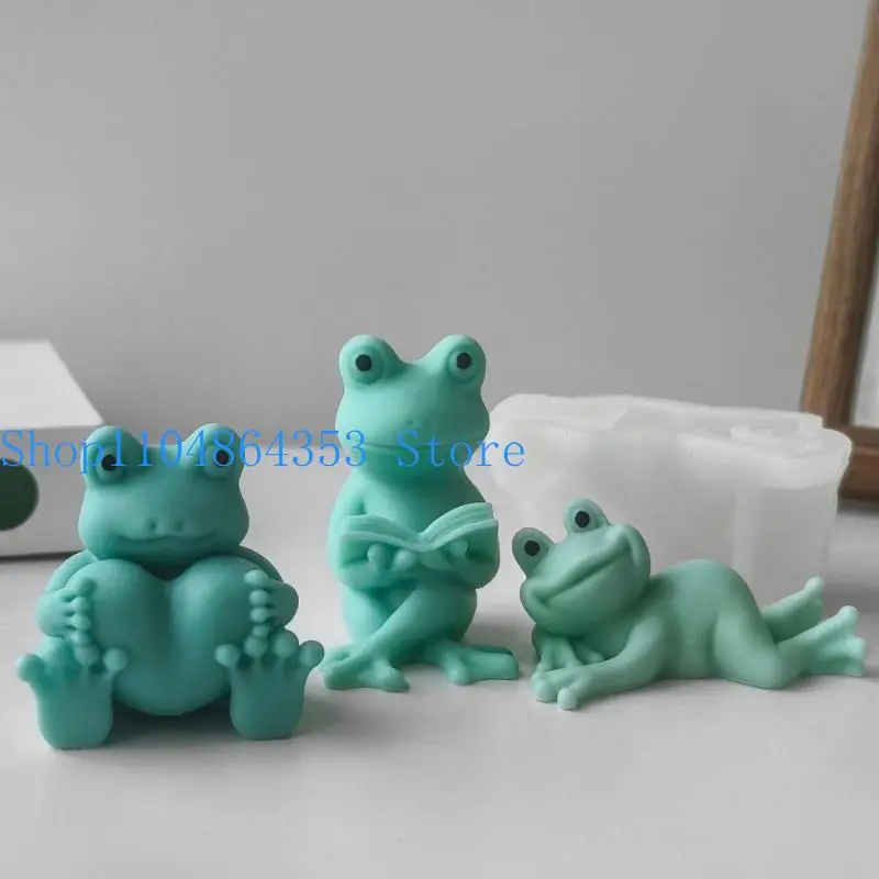 652F Leicht zu reinigende Silikon-Tierform für die Kerzenherstellung, 3D-Froschform-Ornamentform – Detail 3