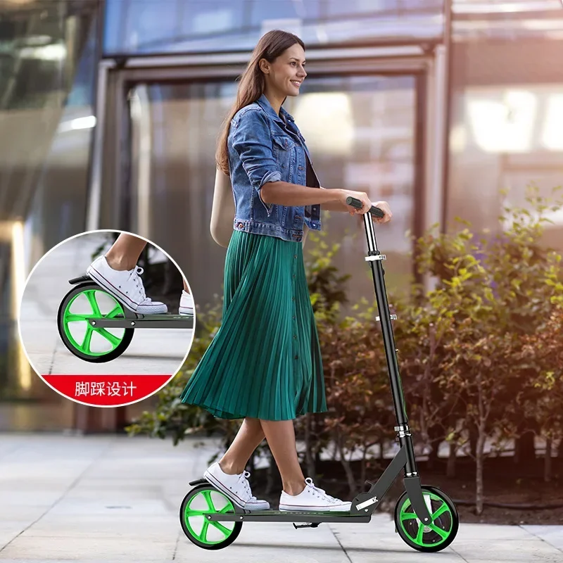 

-City Adjustable All Iron Body T-Style Kids Scooter Children Kick Scooter 200mm Wheel Adults Foldable Foot Scooter Bear 150kg