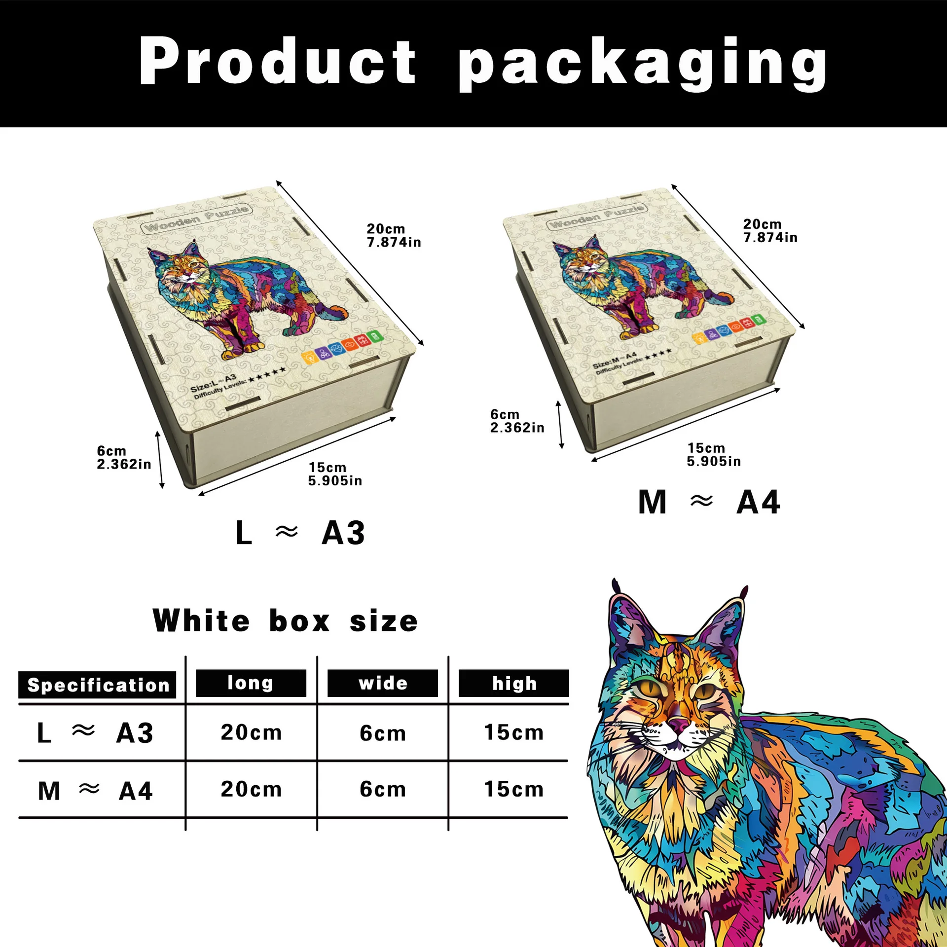 108/160 Stück hölzernes Katzenpuzzle, unregelmäßiges katzenförmiges Puzzle, stressabbauendes Spiel, Geburtstag, Weihnachtsgeschenke, lustiges Lernspielzeug