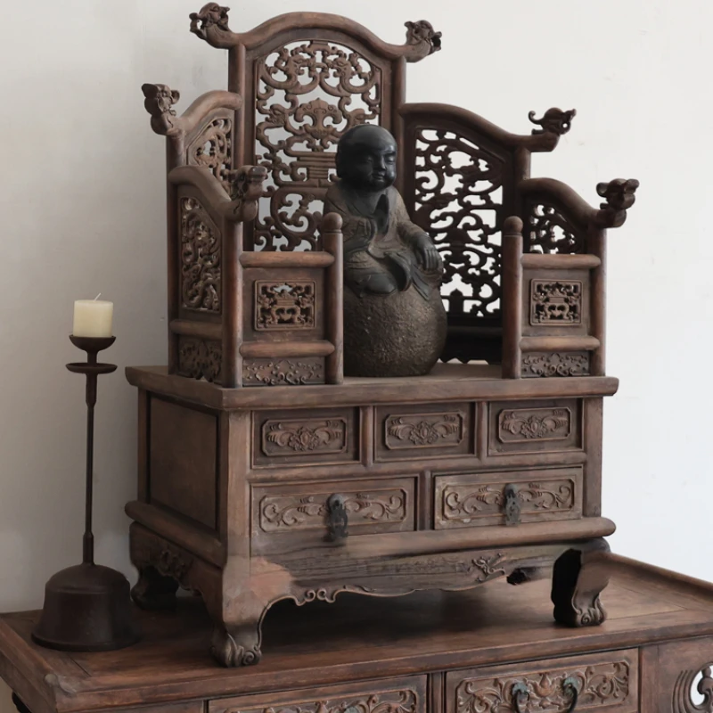 

Solid wood Chinese table seat old objects classical Buddhist table folk ornaments