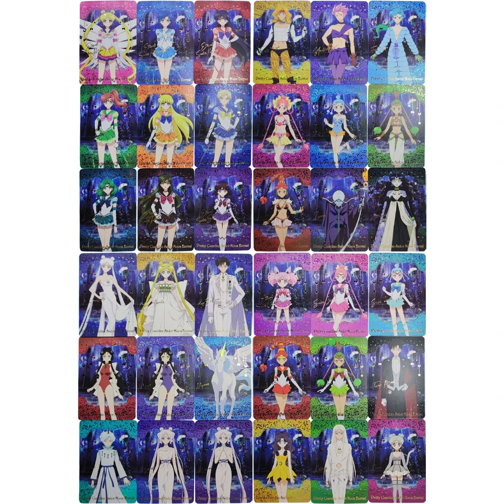 36Pcs/set Anime Girls Flash Cards Aino Minako Tsukino Usagi Kino Makoto Kawaii Game Anime Collection Cards Gift Toys for friends