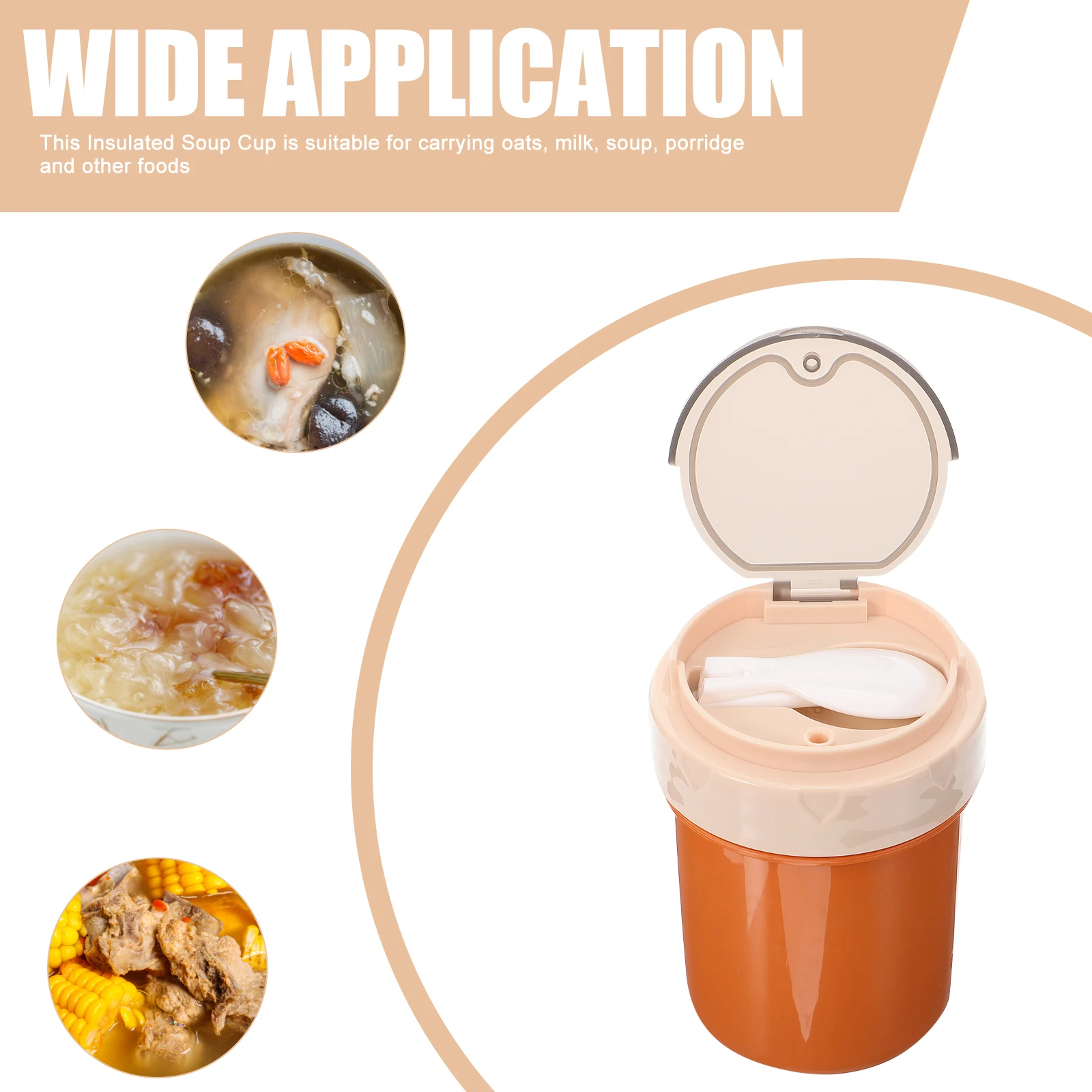 

1pcs Portable Insulated Soup Cup 500Ml Leak-Proof Thermal Breakfast Bowl With Foldable Spoon Cereal To Go Container Microwave