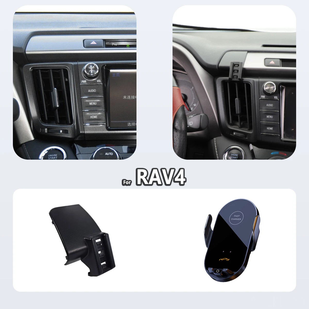 Suporte de Telefone Especial para Toyota RAV4 2013-2016 2017 2018 2019, Suporte Magnético para Carro com Base Invisível e Sensor Inteligente