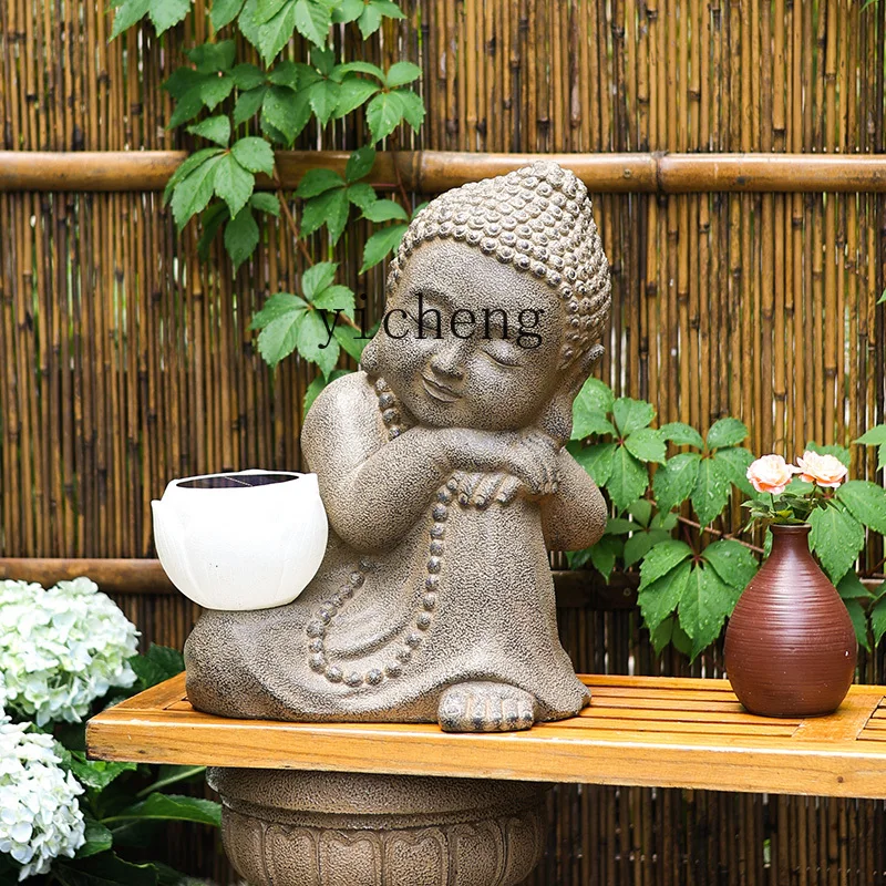 

XL Solar Creative Outdoor Zen Buddha Statue Garden Decoration Ornament Chinese Style Landscape