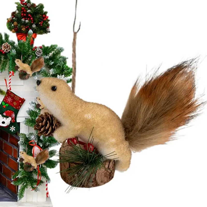 Christmas Decorations Simulated Squirrel Pendant FoamWool Cute Squirrel Christmas Tree Creative Doll Small Creative Pendant 2025