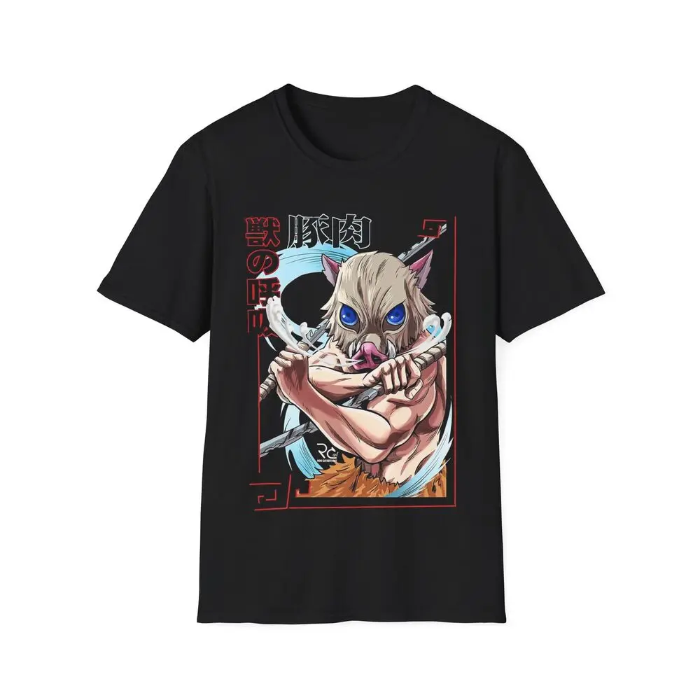 Inosuke Hashibira Boar Head Sword T-Shirt, Demon Slayer Top, Anime Tee, Manga