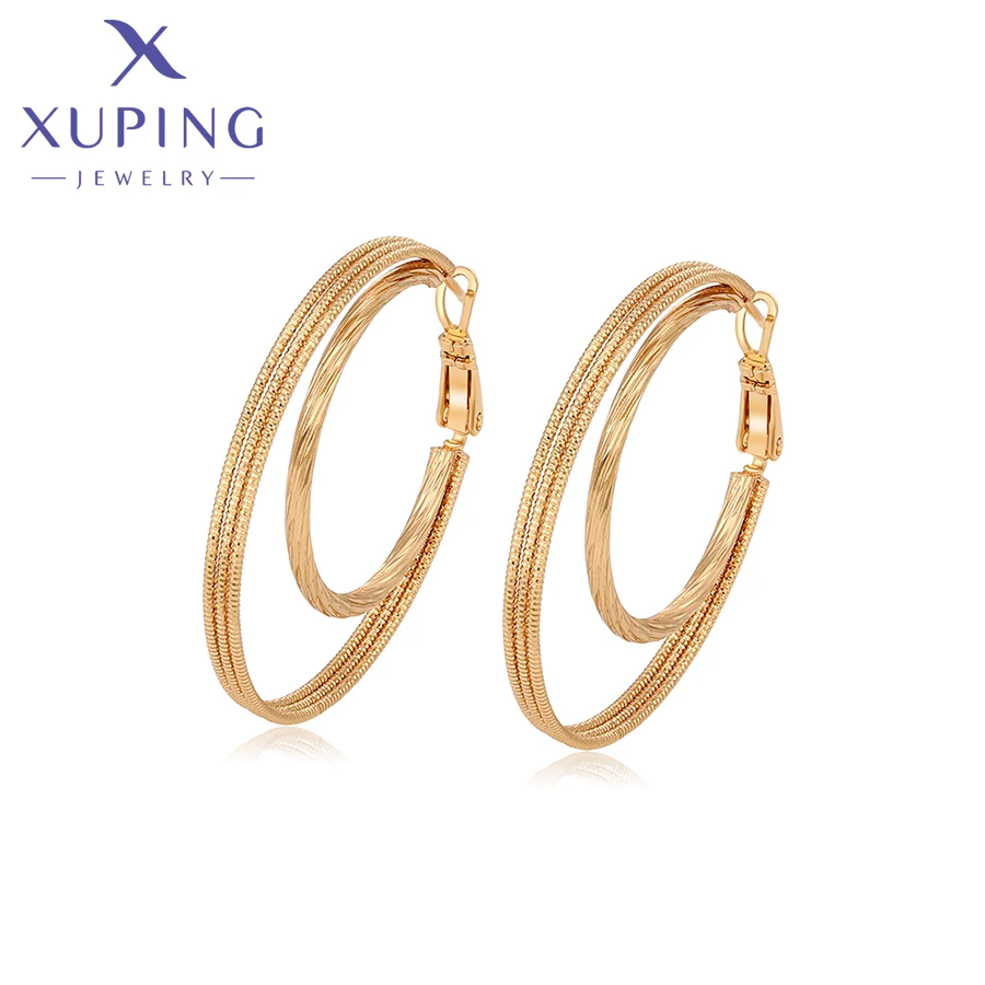 Xuping Jewelry New Arrival Fashion Серьги Simple Gold Color Huggies Earrings for Women Trendy Party Gift X001003301